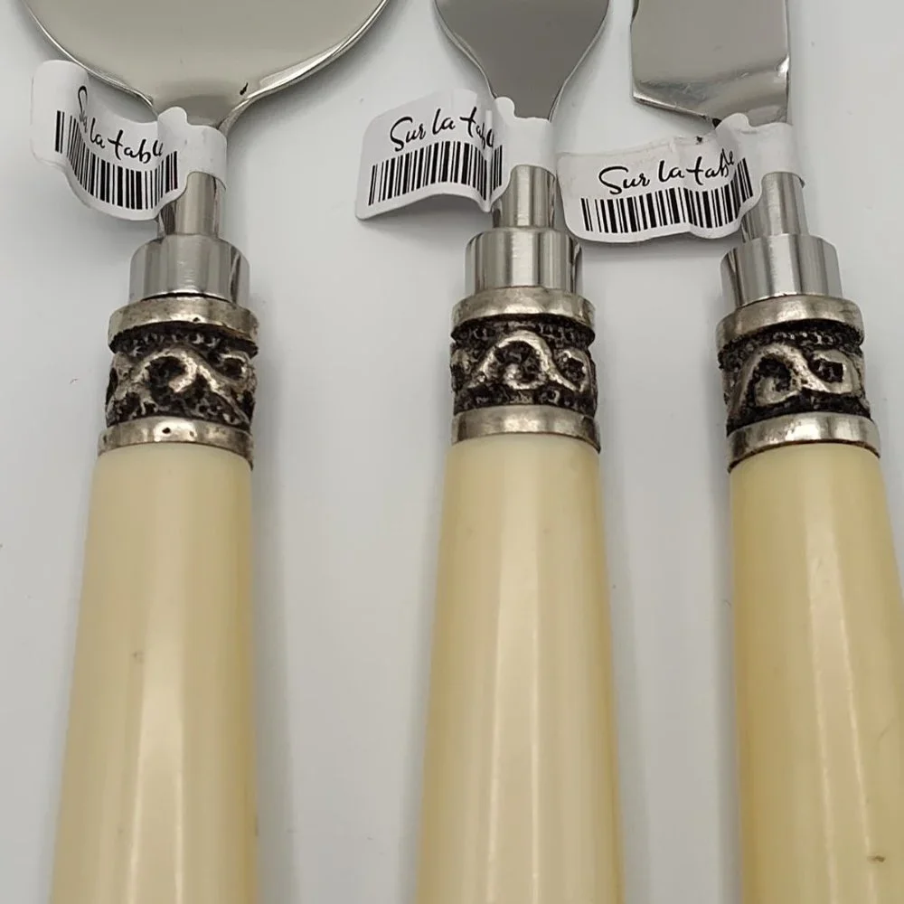 Sur La Table 3 Piece Ivory Resin Utensil Set for Cheese or Charcuterie Board New